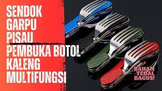 Sendok Garpu Lipat Multifungsi Camping Portable Stainless Alat Makan