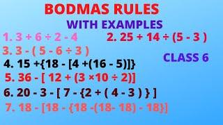 BODMAS rule with examples class 6