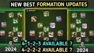 New formations update in efootball 2024 | best formations | 424 | 4132 | 4123 | 4222 | this week