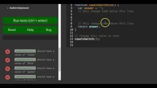 Selecting from many options with Switch Statements, freeCodeCamp Basic Javascript