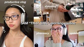 5AM "THAT GIRL" MORNING ROUTINE  day in my life, productive habits, pharmacy school update & more