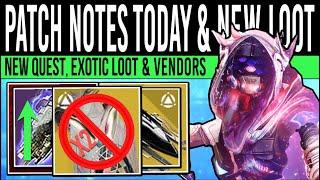 Destiny 2: PATCH CHANGES TODAY & DUAL DESTINY FIX! Eververse LOOT, New Exotics, Quests & Rewards!