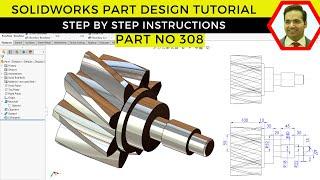 SolidWorks Tutorial: Designing a Gear with Twisted Teeth | Part No 308