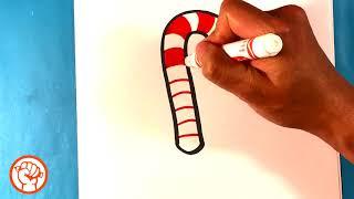 How to Draw a Candy Cane - Merry Christmas - Drawing Lessons