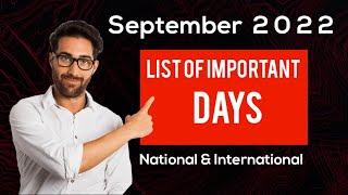 September 2022: List of important National and International Days | Special days in September 2022