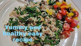 Ground beef with spinach quick and easy recipe.