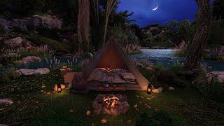 Lakeside Camping On A Beautiful Night  Fall asleep tonight to relaxing nature sounds outdoors.