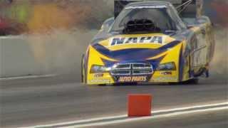 Ron Capps walked away uninjured in a HUGE Engine Explosion 2013 Lucas Oil Nationals - Brainerd