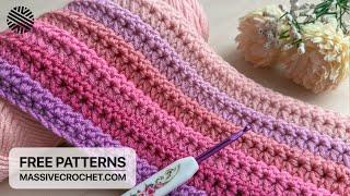 SUPER EASY Crochet Pattern for Beginners (1 ROW REP)!️ Crochet Stitch for Baby Blanket & Bag