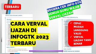 CARA VERVAL IJAZAH DI INFO GTK 2023 TERBARU