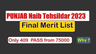 PPSC Punjab Naib-Tehsildar 2023 ( Re-conduct) Final Merit List ! Only 409 pass from 75000