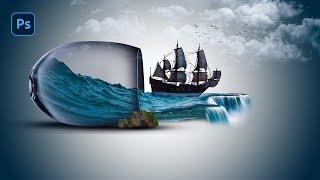 Photo Manipulation in Photoshop | Sea in Glass Photo Manipulation | Photoshop Tutorials | BID IT Lab