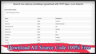 Search live data by bootstrap typeahead with PHP Ajax | Live Search