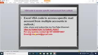 VBA code to get or access particular Mail account from multiple accounts in MS outlook