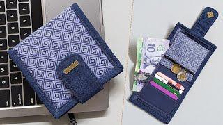 DIY Cute Printed and Denim Bifold Wallet | Old Jeans Fabric Remnants Idea | Wallet Tutorial