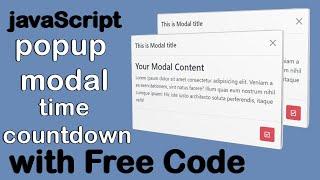 How To Create Popup Modal Or Popup Message Box with time countdown in Javascript