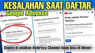 Kesalahan saat Daftar Adsense Youtube akibatnya Error