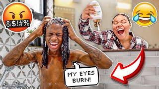 SHAMPOO PRANK ON BOYFRIEND **BAD IDEA**