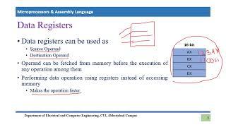 Data Registers,  Index & Pointer Registers (Lecture 6)