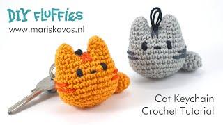 How to crochet - easy Cat Amigurumi keychain tutorial - great for beginners - English