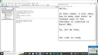 Make user enter in Textbox only if Checkbox is checked in Excel VBA