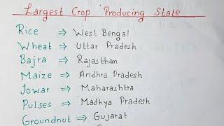 Largest Crop Producing State in India | Leading Producer of Crop