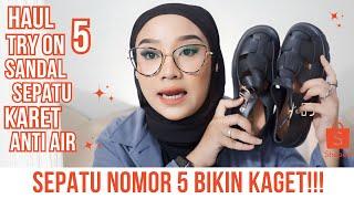 SEPATU KARET TAPI MIRIP SEPATU KULIT?! HAUL SHOPEE SANDAL KARET ANTI AIR MODELNYA BAGUS MURAH | TYAS