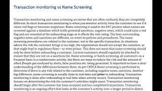 Transaction Monitoring Vs Name Screening - Don't get confused!