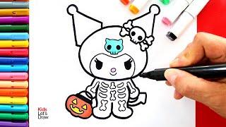 Cómo dibujar a KUROMI HALLOWEEN | How to Draw Kuromi in Halloween Costume