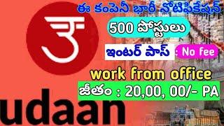 Udaan Recruitment 2022 |500 posts Released |Freshers can apply | work From Home jobs in telugu |