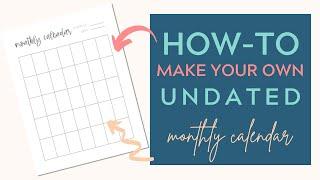 How To Make Printable Undated Calendar | Canva Tutorial | Etsy Passive Income