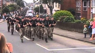 Royal Marines 350th anniersary speed march Through Exmouth.