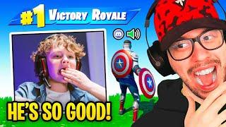 Getting the FUNNIEST KID his First Win in Fortnite (Random Duos)