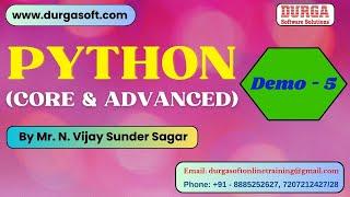 PYTHON tutorials || Demo - 5 || by Mr. N. Vijay Sunder Sagar On 24-07-2024 @7PM IST