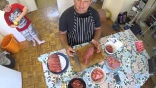 Schnitzel, Slicing the meat. No 4. Cooking with Dieter.