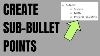 How to Create Sub Bullet Points in Word