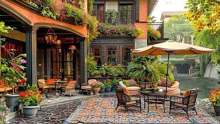 Serene Courtyard Cafe with Jazz  Bossa Nova Melodies & Cozy Ambience for Relaxation, Rest, Work