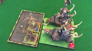 Warhammer Fantasy 8th ed Battle Report - 500pts Ogre Kingdoms vs Wood Elves