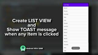 Create LIST VIEW and show TOAST message when any item is clicked | Android Studio 4.0