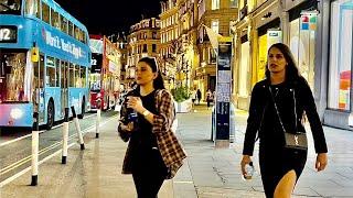 Central London Night Walk| London Regent, Carnaby Streets Midweek July-2021 [4k]