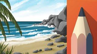 Simple and easy Beachscape Tutorial - Autodesk Sketchbook Mobile