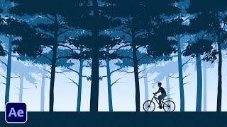 Infinitely Loop Illustration Motion Graphics in After Effects | Bicycle at Night