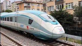 TRAINS IN ISTANBUL! SIEMENS VELARO “YHT” AND LOTS OF MARMARAY COMMUTER TRAINS AT FENERYOLU STATION