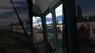 Из кабины ЧМЭ3, пассажирский поезд следует по станции Шахтная #скжд #trainz #поезда #железнаядорога