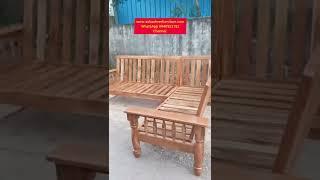 Teak wood corner sofa designs from Chennai Subhashree Furniture