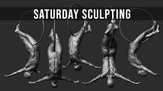 Let's sculpt some anatomy! Male aerial gymnast hanging from a hoop pose.