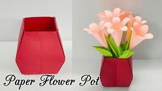 How to make a paper flower pot / origami flower pot/ DIY / Pasu Bunga Kertus / Maceta de papel