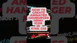 HOW TO CREATE ANIMATED HAMBURGER MENU ICON IN HTML CSS #html #css #javascript #shorts #hamburger