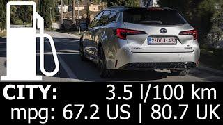 2023 Toyota Corolla 2.0 Hybrid TS CITY fuel consumption economy real test mpg l/100 km urban traffic