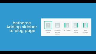 Betheme Tutorial #8 Adding sidebar to Blog Page